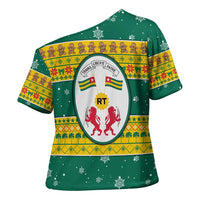 Togo Christmas Cross Shoulder Shirt with Santa Lion Drummer Gingerbread and National Emblem - Wonder Print Shop