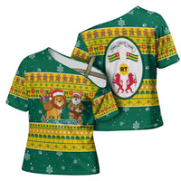 Togo Christmas Cross Shoulder Shirt with Santa Lion Drummer Gingerbread and National Emblem - Wonder Print Shop