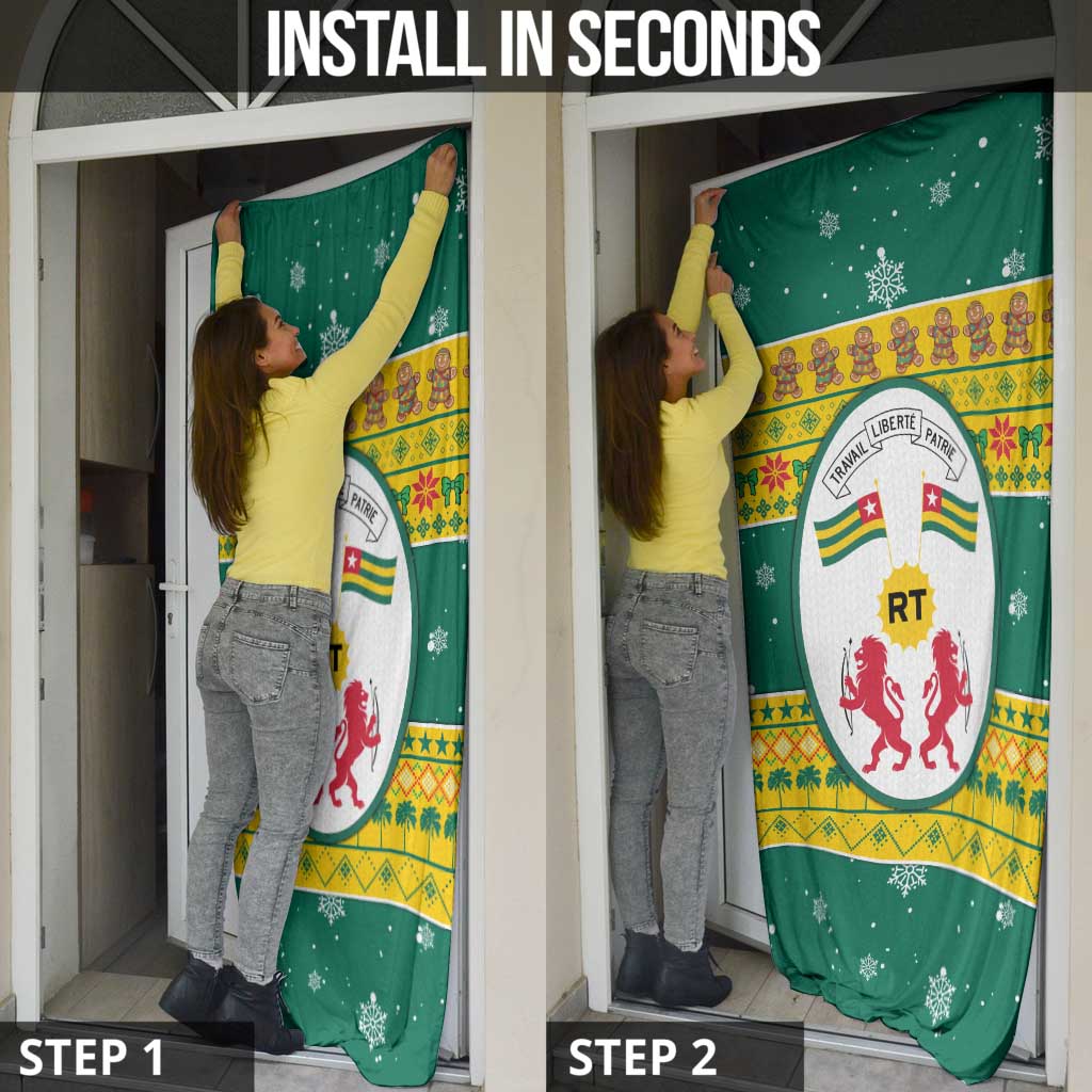 Togo Christmas Door Cover with Santa Lion Drummer Gingerbread and National Emblem - Wonder Print Shop