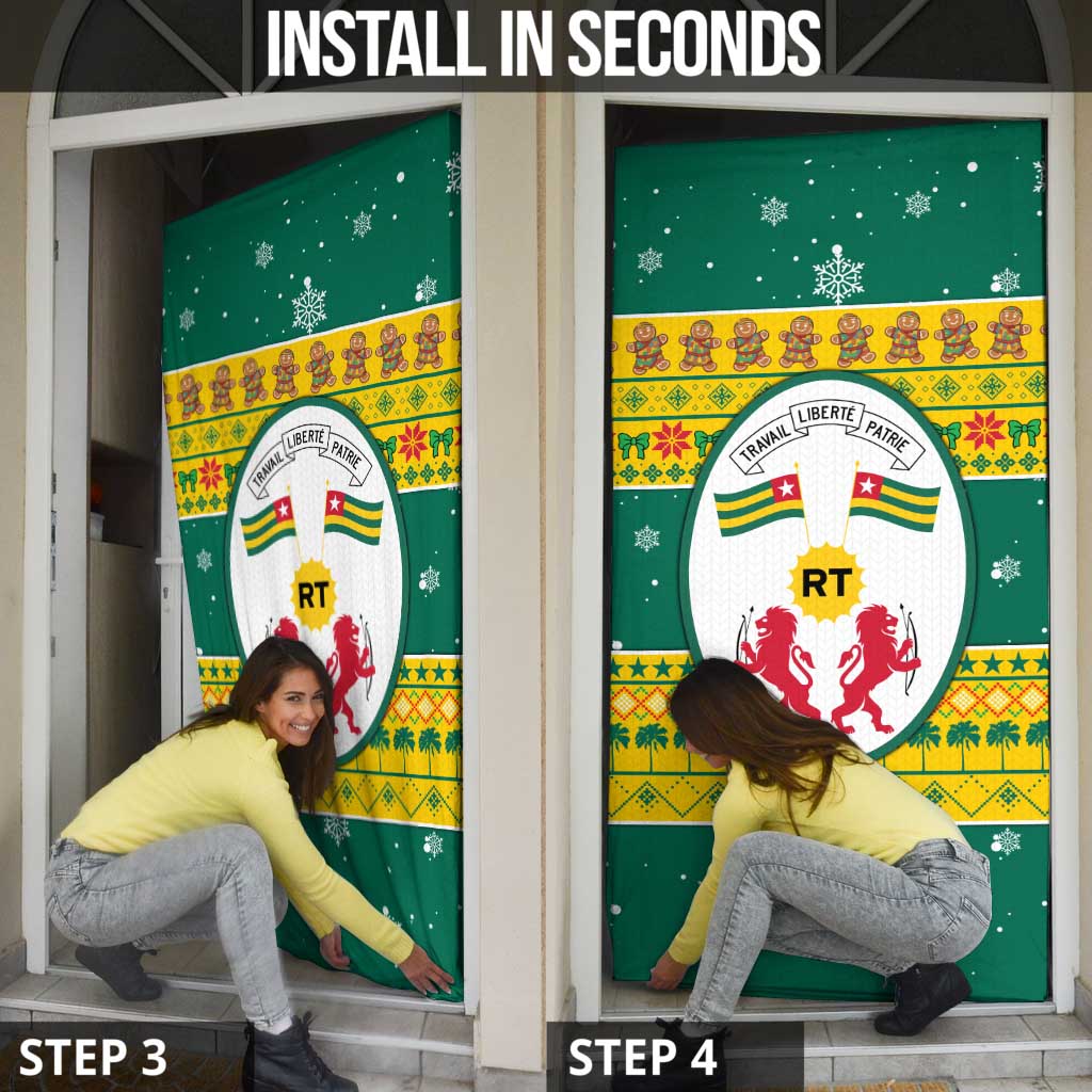 Togo Christmas Door Cover with Santa Lion Drummer Gingerbread and National Emblem - Wonder Print Shop
