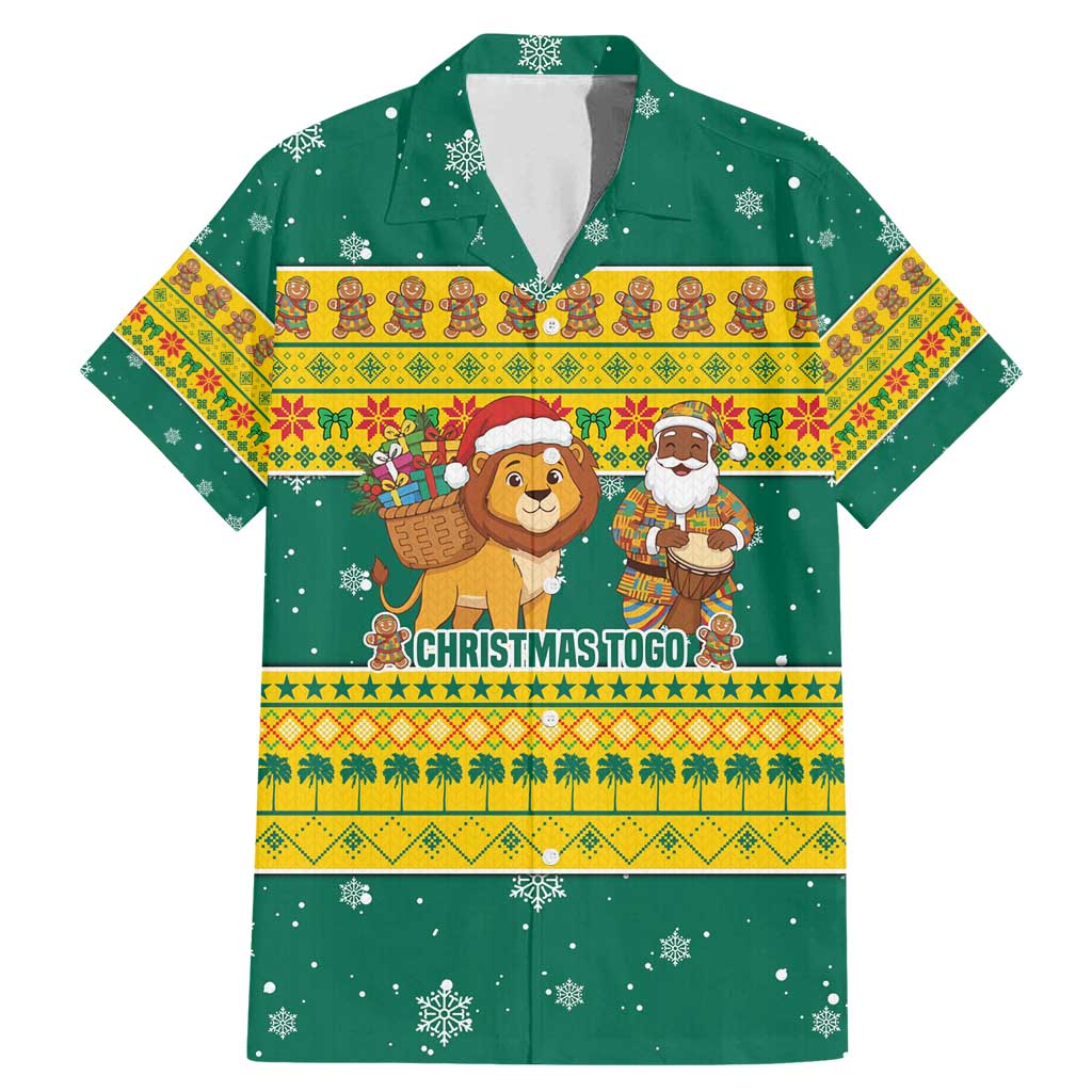 Togo Christmas Family Matching Mermaid Dress and Hawaiian Shirt with Santa Lion Drummer Gingerbread and National Emblem - Wonder Print Shop