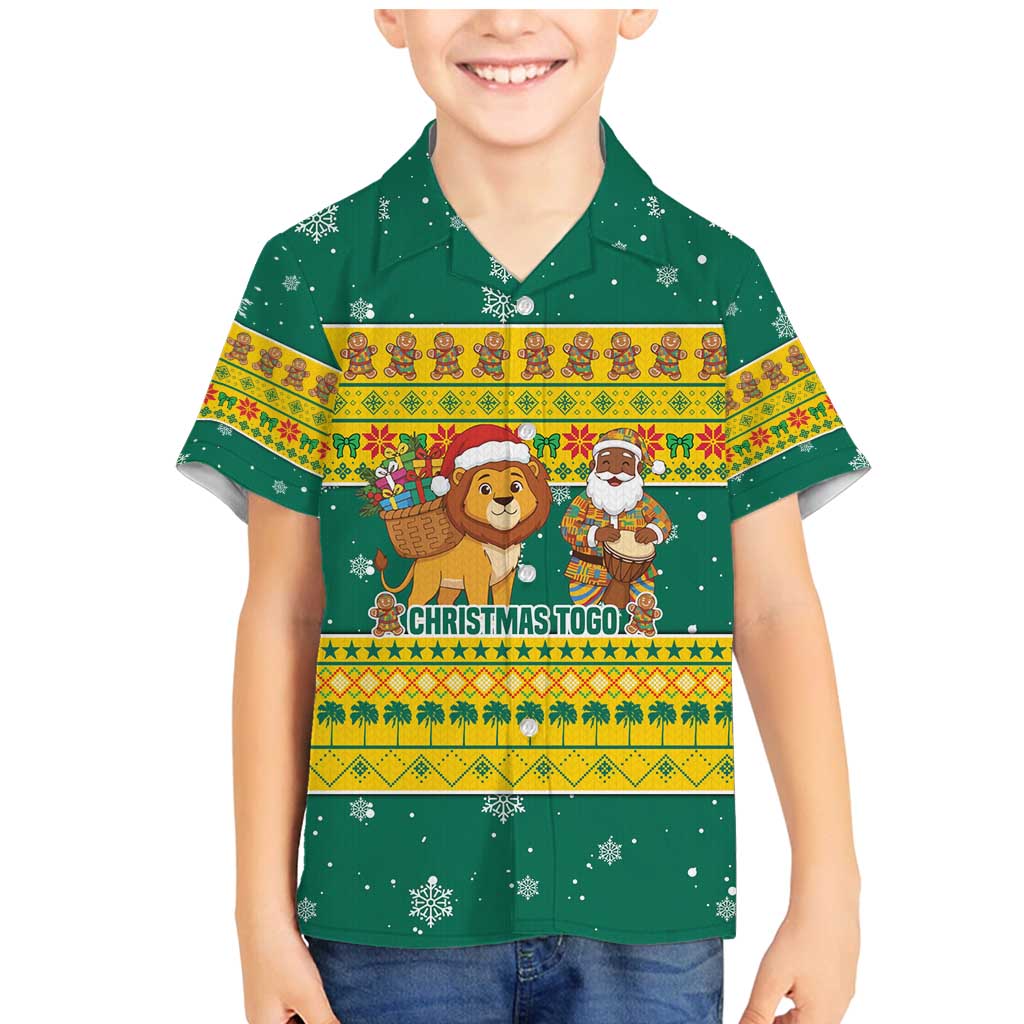 Togo Christmas Family Matching Mermaid Dress and Hawaiian Shirt with Santa Lion Drummer Gingerbread and National Emblem - Wonder Print Shop