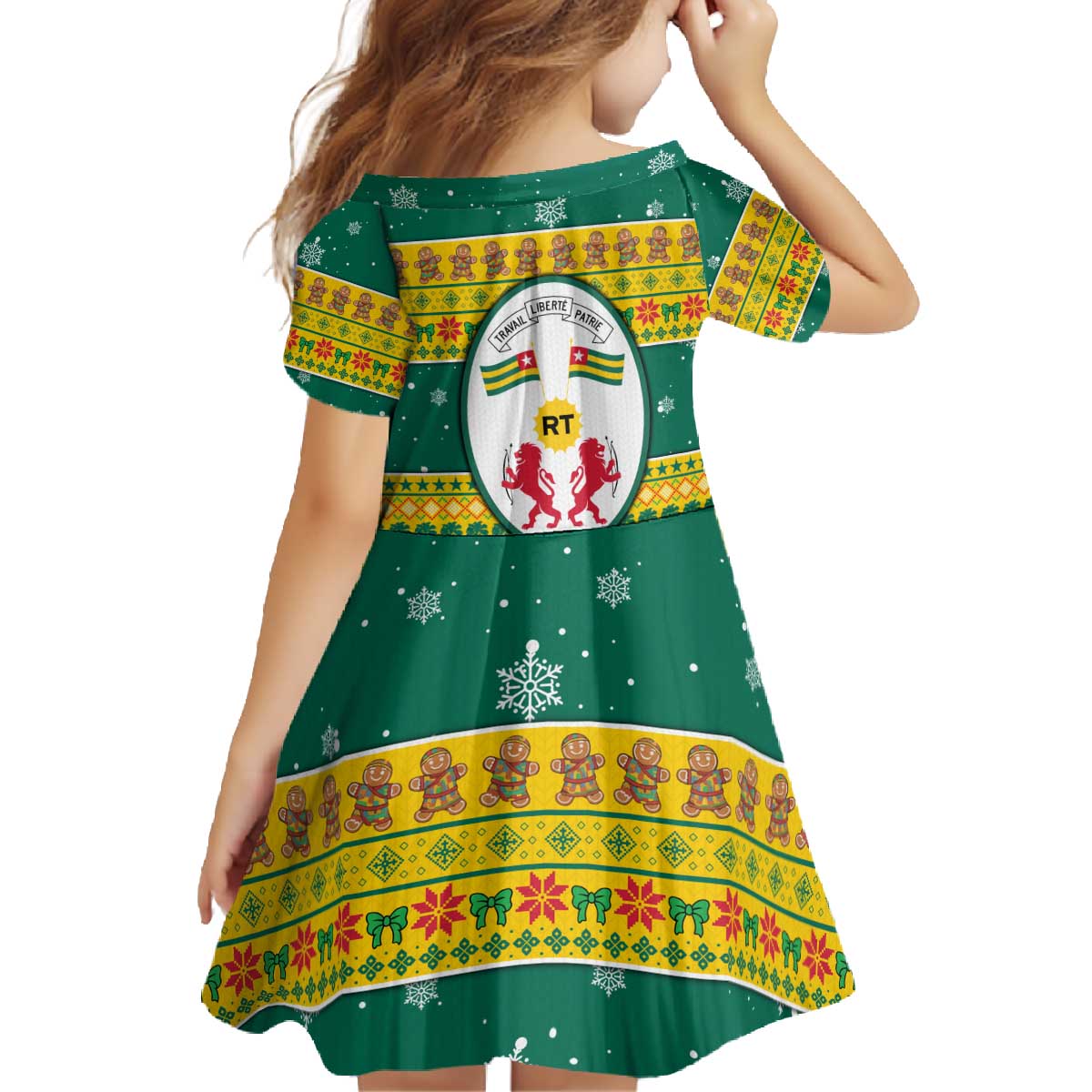 Togo Christmas Family Matching Off The Shoulder Long Sleeve Dress and Hawaiian Shirt with Santa Lion Drummer Gingerbread and National Emblem - Wonder Print Shop