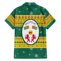 Togo Christmas Family Matching Off The Shoulder Long Sleeve Dress and Hawaiian Shirt with Santa Lion Drummer Gingerbread and National Emblem - Wonder Print Shop