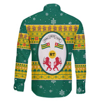 Togo Christmas Family Matching Off The Shoulder Long Sleeve Dress and Hawaiian Shirt with Santa Lion Drummer Gingerbread and National Emblem - Wonder Print Shop