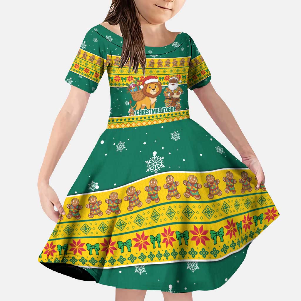 Togo Christmas Family Matching Off Shoulder Maxi Dress and Hawaiian Shirt with Santa Lion Drummer Gingerbread and National Emblem - Wonder Print Shop