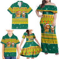 Togo Christmas Family Matching Off Shoulder Maxi Dress and Hawaiian Shirt with Santa Lion Drummer Gingerbread and National Emblem - Wonder Print Shop