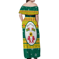 Togo Christmas Family Matching Off Shoulder Maxi Dress and Hawaiian Shirt with Santa Lion Drummer Gingerbread and National Emblem - Wonder Print Shop
