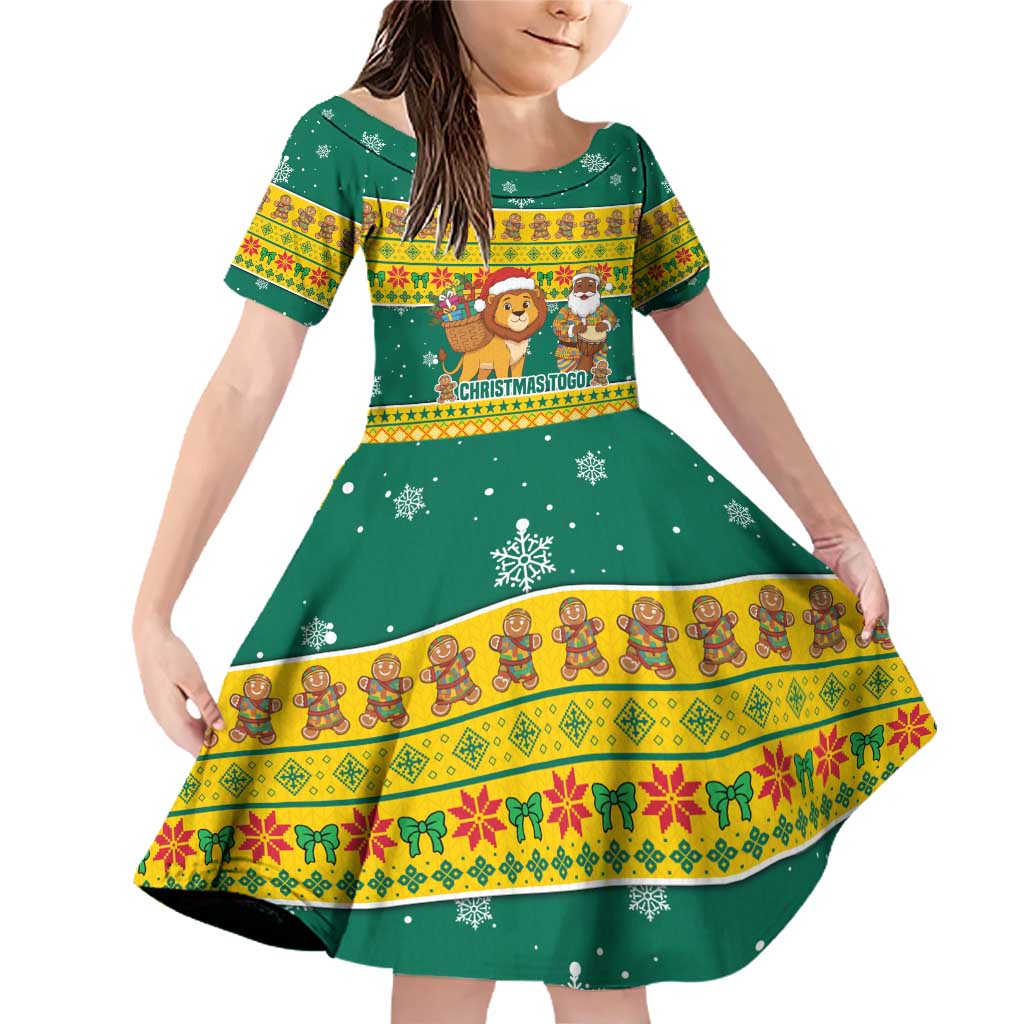 Togo Christmas Family Matching Off Shoulder Short Dress and Hawaiian Shirt with Santa Lion Drummer Gingerbread and National Emblem - Wonder Print Shop