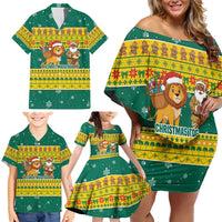 Togo Christmas Family Matching Off Shoulder Short Dress and Hawaiian Shirt with Santa Lion Drummer Gingerbread and National Emblem - Wonder Print Shop