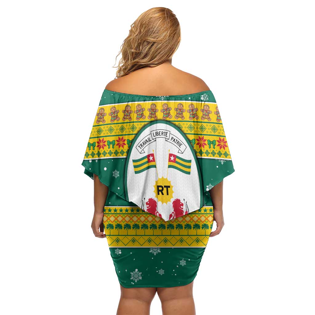 Togo Christmas Family Matching Off Shoulder Short Dress and Hawaiian Shirt with Santa Lion Drummer Gingerbread and National Emblem - Wonder Print Shop