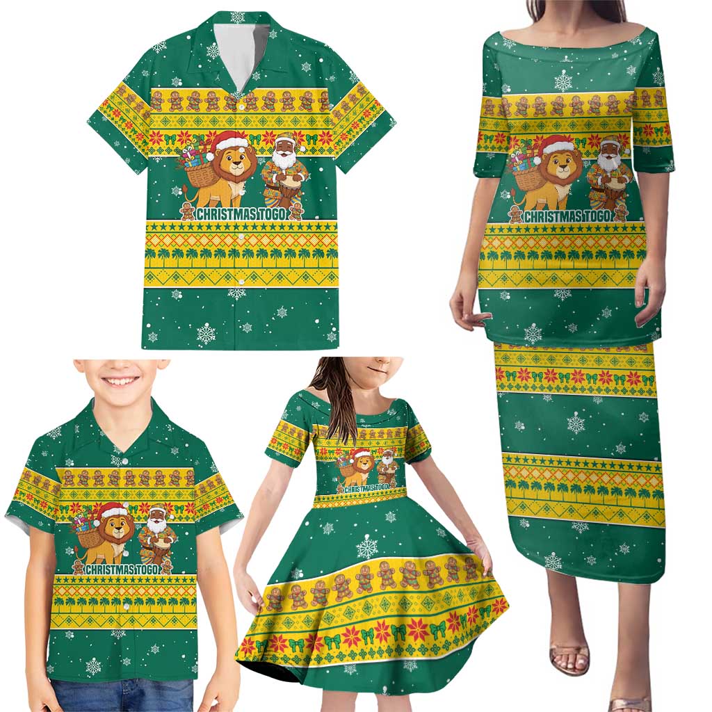Togo Christmas Family Matching Puletasi and Hawaiian Shirt with Santa Lion Drummer Gingerbread and National Emblem - Wonder Print Shop