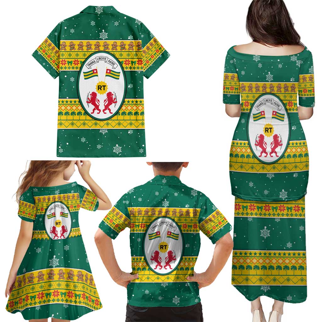 Togo Christmas Family Matching Puletasi and Hawaiian Shirt with Santa Lion Drummer Gingerbread and National Emblem - Wonder Print Shop
