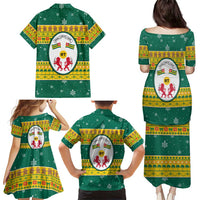 Togo Christmas Family Matching Puletasi and Hawaiian Shirt with Santa Lion Drummer Gingerbread and National Emblem - Wonder Print Shop