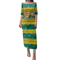 Togo Christmas Family Matching Puletasi and Hawaiian Shirt with Santa Lion Drummer Gingerbread and National Emblem - Wonder Print Shop
