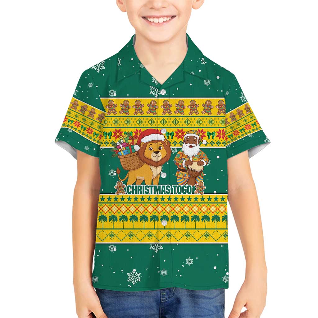 Togo Christmas Family Matching Puletasi and Hawaiian Shirt with Santa Lion Drummer Gingerbread and National Emblem - Wonder Print Shop