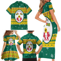 Togo Christmas Family Matching Short Sleeve Bodycon Dress and Hawaiian Shirt with Santa Lion Drummer Gingerbread and National Emblem - undefined