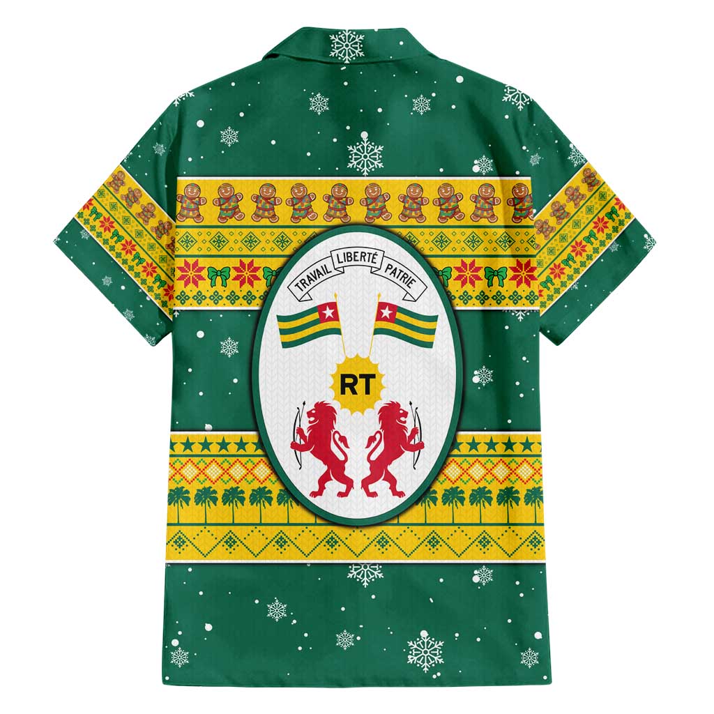 Togo Christmas Family Matching Short Sleeve Bodycon Dress and Hawaiian Shirt with Santa Lion Drummer Gingerbread and National Emblem - undefined