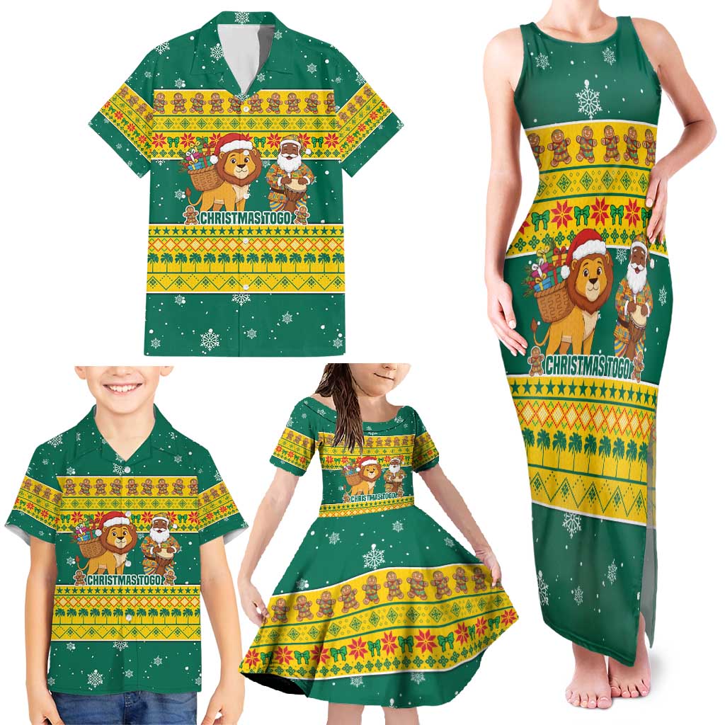 Togo Christmas Family Matching Tank Maxi Dress and Hawaiian Shirt with Santa Lion Drummer Gingerbread and National Emblem - Wonder Print Shop
