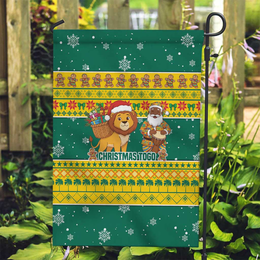 Togo Christmas Garden Flag with Santa Lion Drummer Gingerbread and National Emblem - Wonder Print Shop