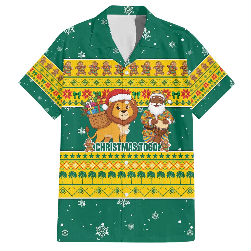 Togo Christmas Hawaiian Shirt with Santa Lion Drummer Gingerbread and National Emblem - Wonder Print Shop