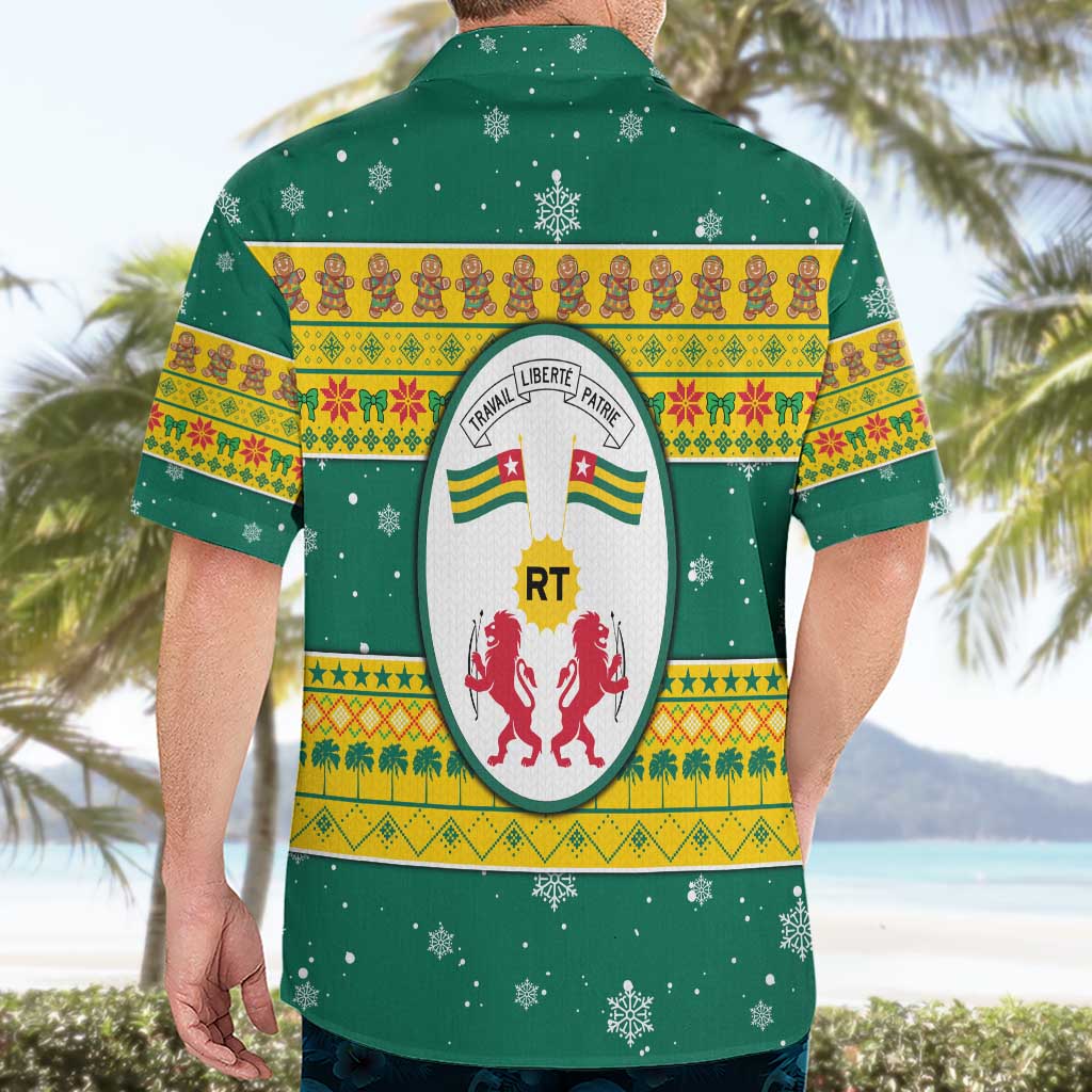 Togo Christmas Hawaiian Shirt with Santa Lion Drummer Gingerbread and National Emblem - Wonder Print Shop