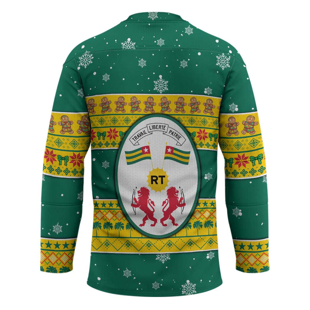 Togo Christmas Hockey Jersey with Santa Lion Drummer Gingerbread and National Emblem - Wonder Print Shop