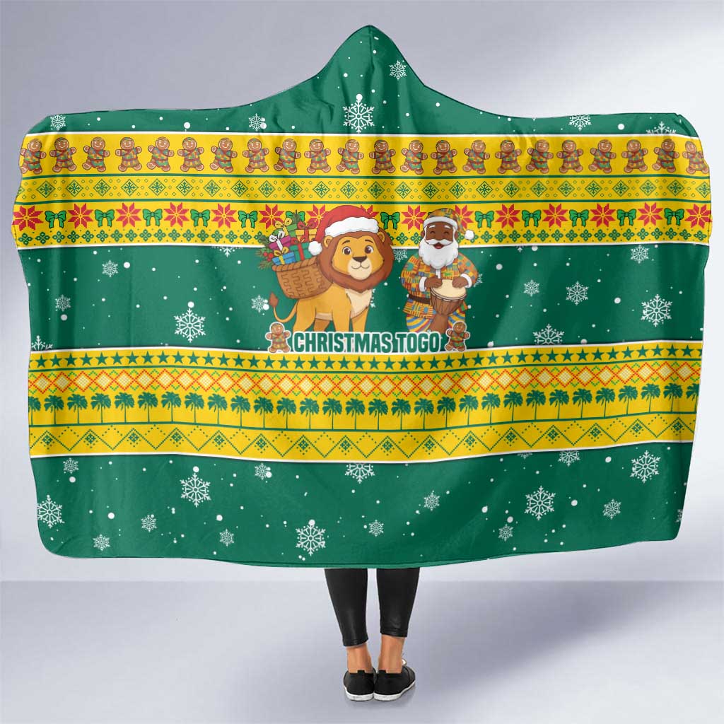 Togo Christmas Hooded Blanket with Santa Lion Drummer Gingerbread and National Emblem - Wonder Print Shop