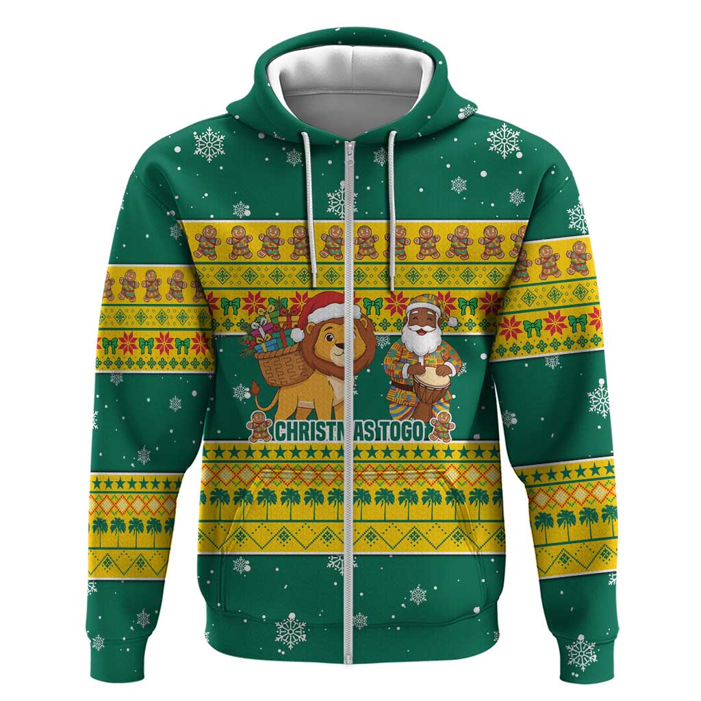 Togo Christmas Hoodie with Santa Lion Drummer Gingerbread and National Emblem - Wonder Print Shop