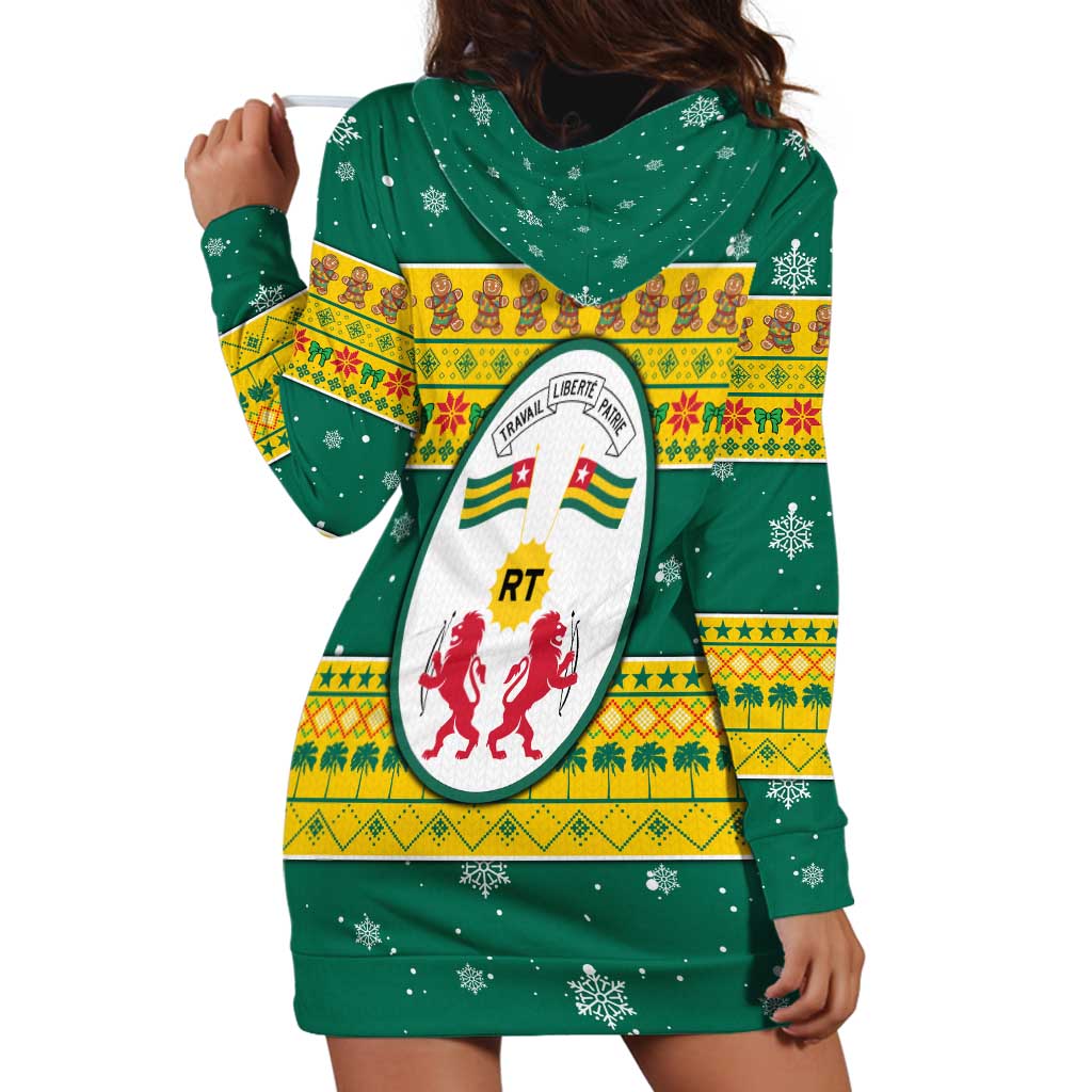 Togo Christmas Hoodie Dress with Santa Lion Drummer Gingerbread and National Emblem - Wonder Print Shop