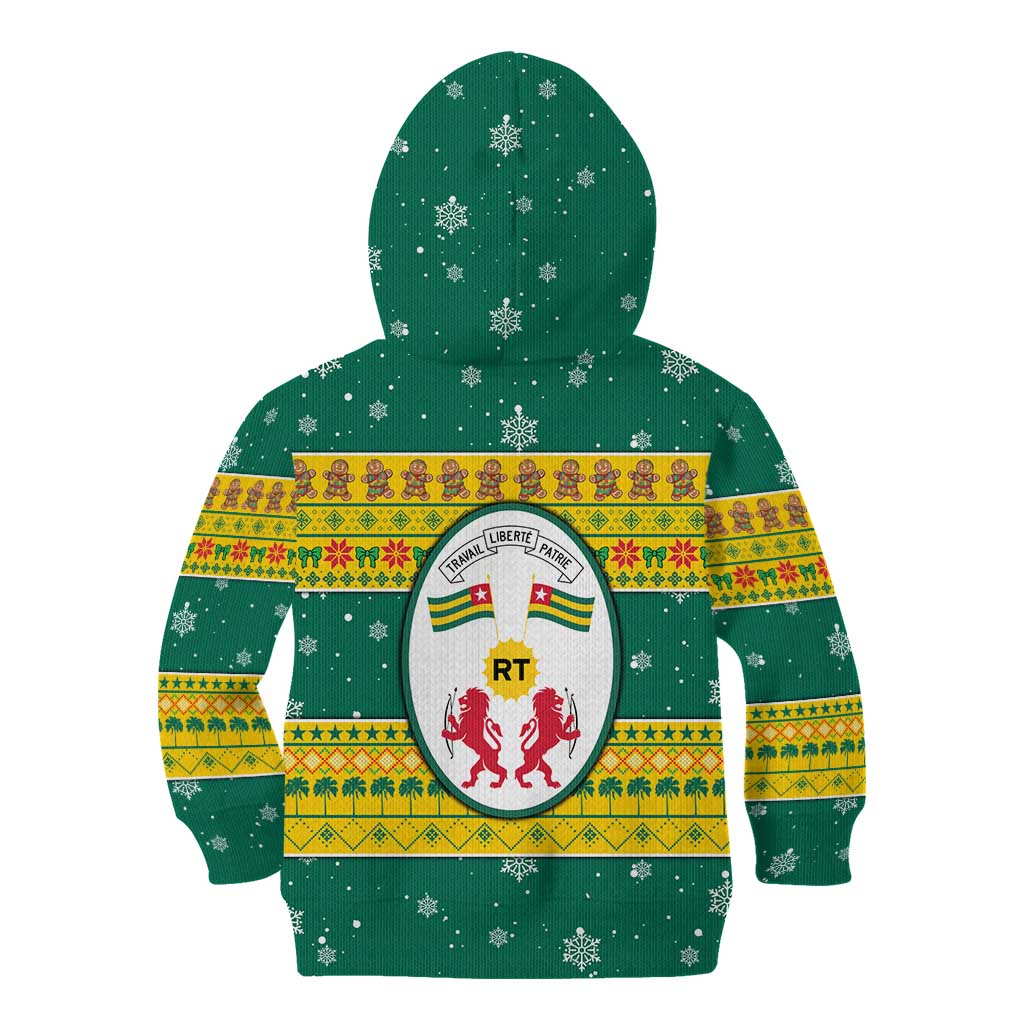 Togo Christmas Kid Hoodie with Santa Lion Drummer Gingerbread and National Emblem - Wonder Print Shop
