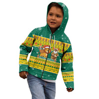 Togo Christmas Kid Hoodie with Santa Lion Drummer Gingerbread and National Emblem - Wonder Print Shop