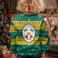 Togo Christmas Kid Ugly Christmas Sweater with Santa Lion Drummer Gingerbread and National Emblem - Wonder Print Shop