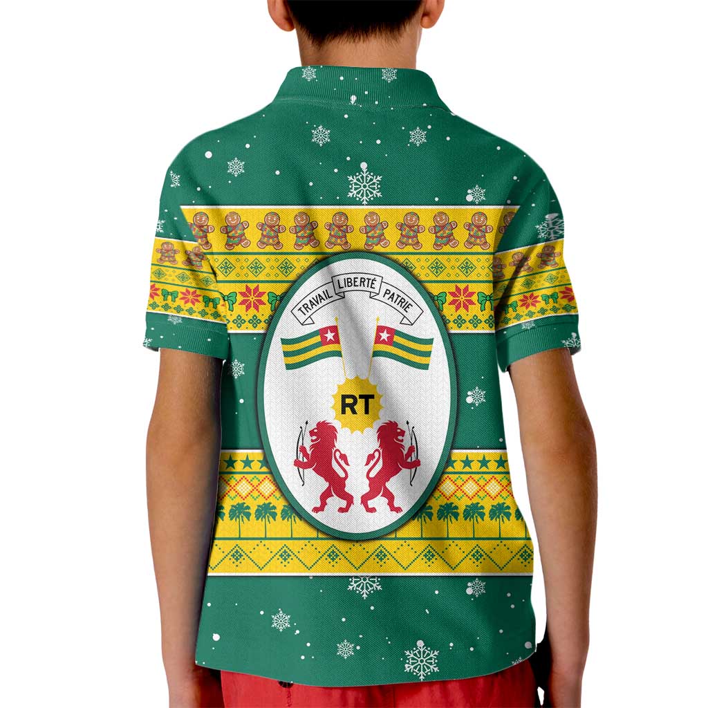 Togo Christmas Kid Polo Shirt with Santa Lion Drummer Gingerbread and National Emblem - Wonder Print Shop