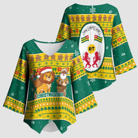 Togo Christmas Kimono Sleeve Blouse with Santa Lion Drummer Gingerbread and National Emblem - Wonder Print Shop