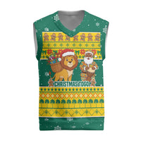 Togo Christmas Knitted V-Neck Vest with Santa Lion Drummer Gingerbread and National Emblem - Wonder Print Shop