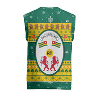 Togo Christmas Knitted V-Neck Vest with Santa Lion Drummer Gingerbread and National Emblem - Wonder Print Shop