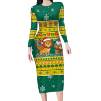 Togo Christmas Long Sleeve Bodycon Dress with Santa Lion Drummer Gingerbread and National Emblem - Wonder Print Shop