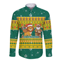Togo Christmas Long Sleeve Button Shirt with Santa Lion Drummer Gingerbread and National Emblem - Wonder Print Shop