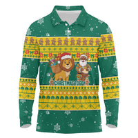 Togo Christmas Long Sleeve Polo Shirt with Santa Lion Drummer Gingerbread and National Emblem - Wonder Print Shop