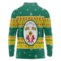 Togo Christmas Long Sleeve Polo Shirt with Santa Lion Drummer Gingerbread and National Emblem - Wonder Print Shop