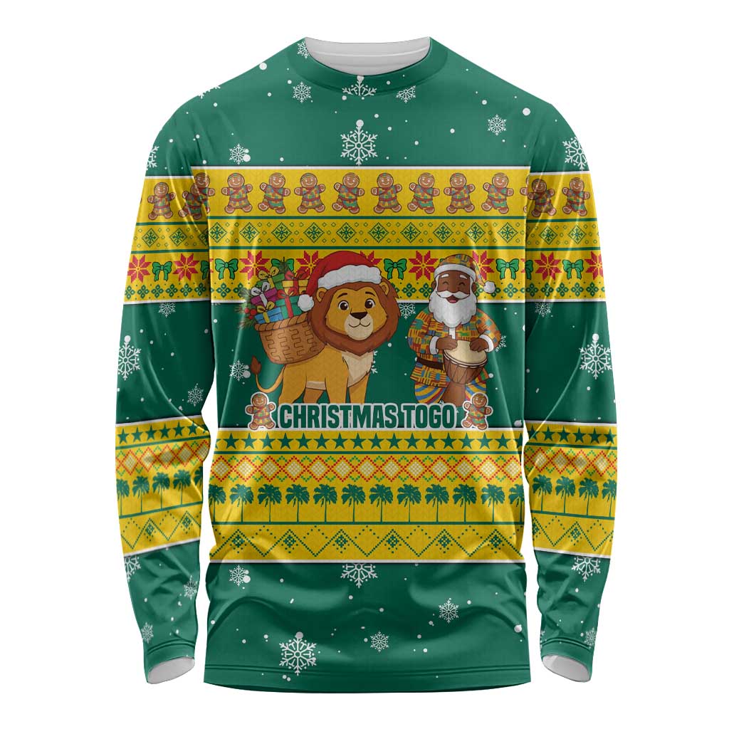 Togo Christmas Long Sleeve Shirt with Santa Lion Drummer Gingerbread and National Emblem - Wonder Print Shop
