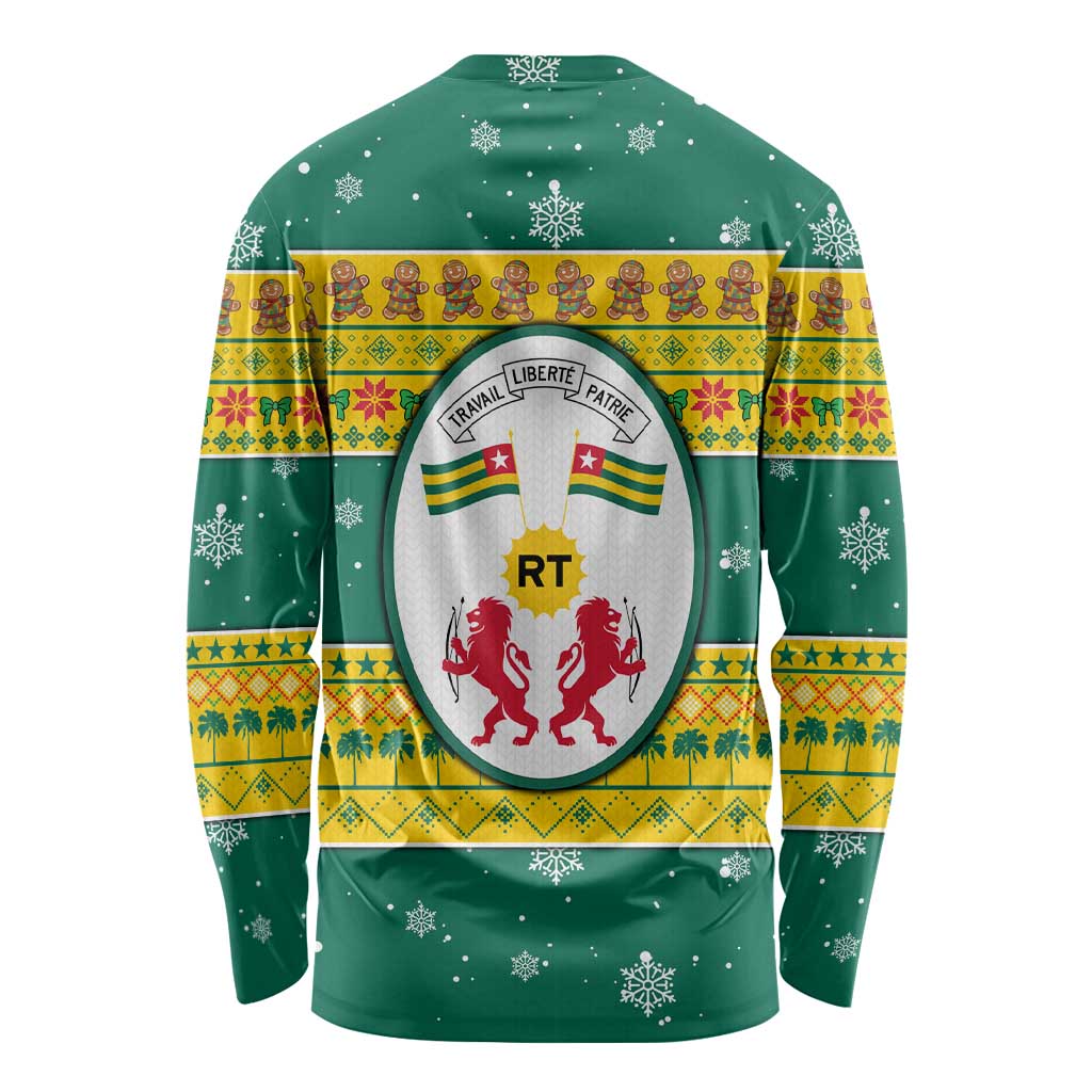Togo Christmas Long Sleeve Shirt with Santa Lion Drummer Gingerbread and National Emblem - Wonder Print Shop