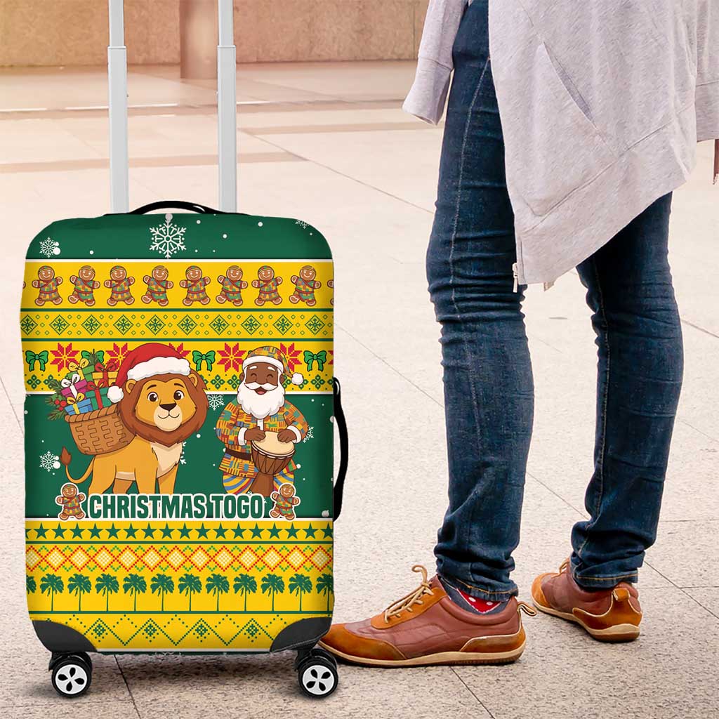Togo Christmas Luggage Cover with Santa Lion Drummer Gingerbread and National Emblem - Wonder Print Shop