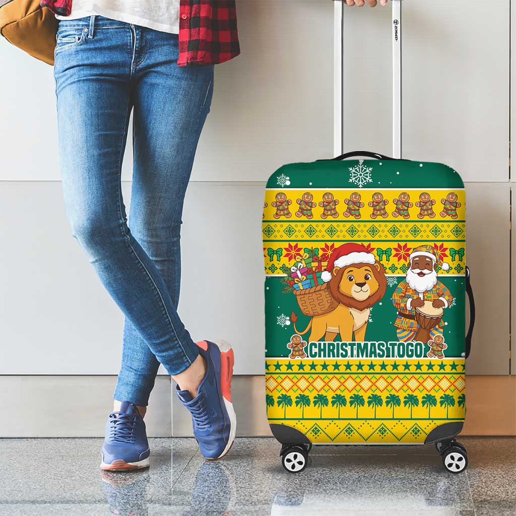 Togo Christmas Luggage Cover with Santa Lion Drummer Gingerbread and National Emblem - Wonder Print Shop
