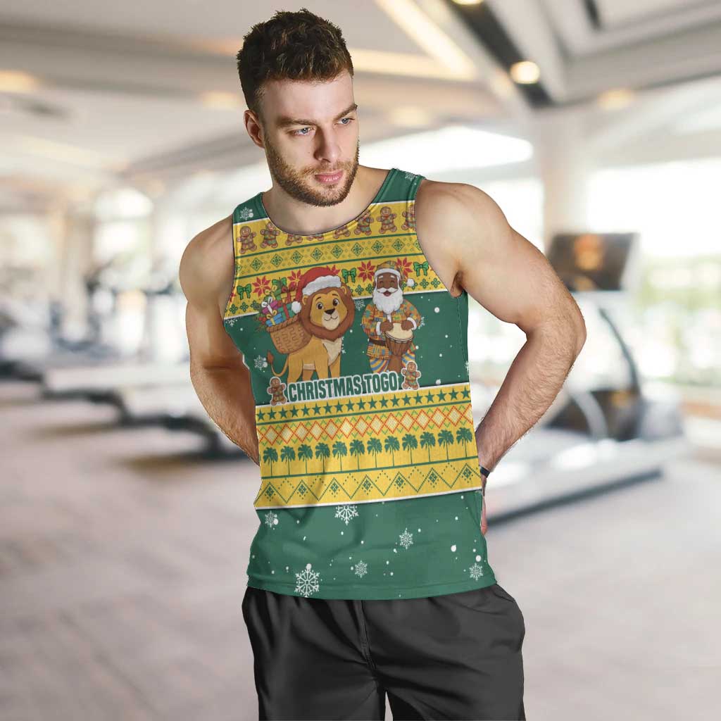 Togo Christmas Men Tank Top with Santa Lion Drummer Gingerbread and National Emblem - Wonder Print Shop