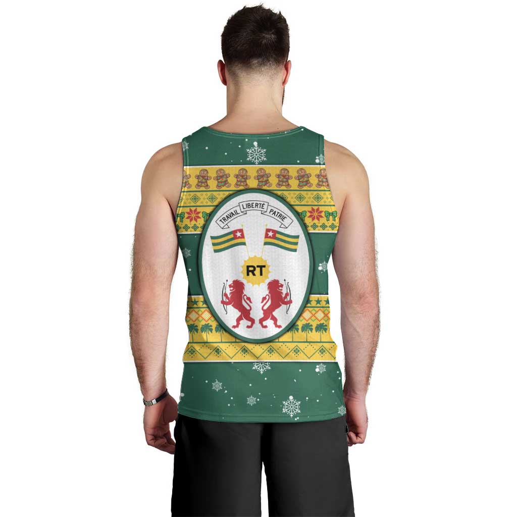 Togo Christmas Men Tank Top with Santa Lion Drummer Gingerbread and National Emblem - Wonder Print Shop