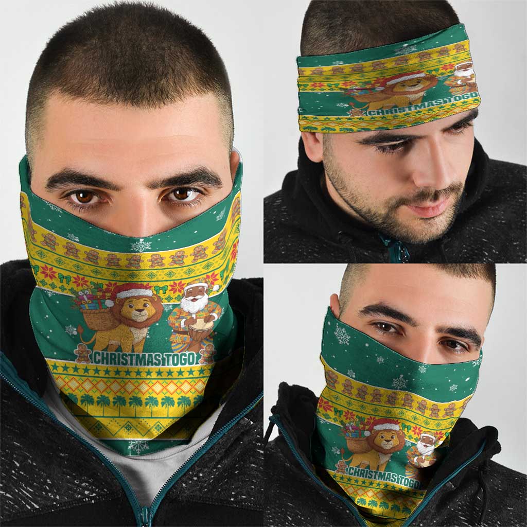 Togo Christmas Neck Gaiter with Santa Lion Drummer Gingerbread and National Emblem - Wonder Print Shop