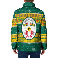 Togo Christmas Padded Jacket with Santa Lion Drummer Gingerbread and National Emblem - Wonder Print Shop