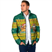 Togo Christmas Padded Jacket with Santa Lion Drummer Gingerbread and National Emblem - Wonder Print Shop